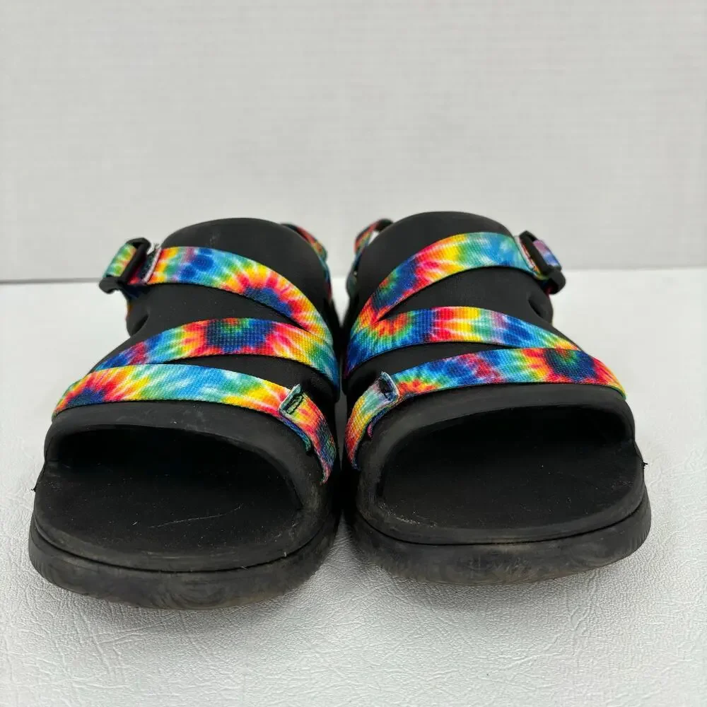 Chaco Chillos Sandals Size 5 Junior Sport‎ Black Rainbow Tie Dye Unisex Kids
